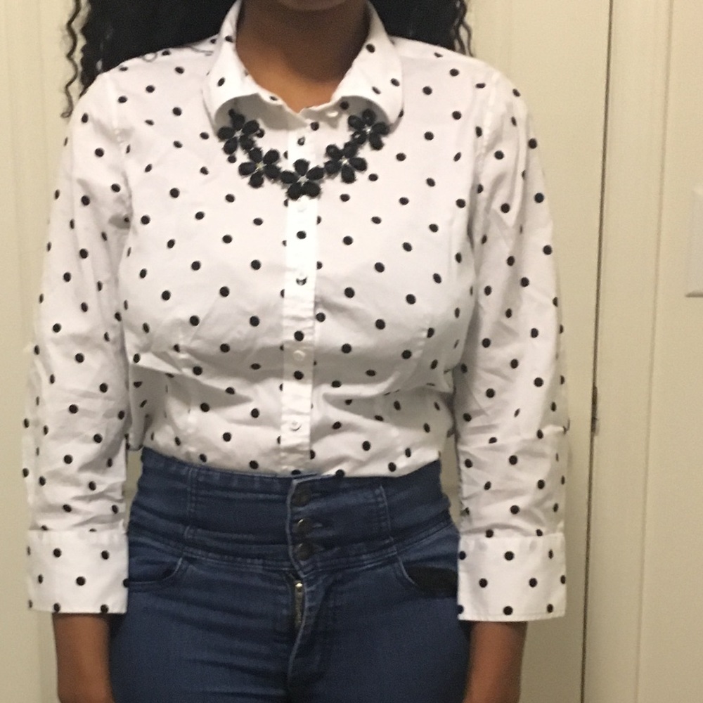 Black and white Polka Dot Talbots Button Down